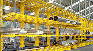 Cantilever racking system for storing metal